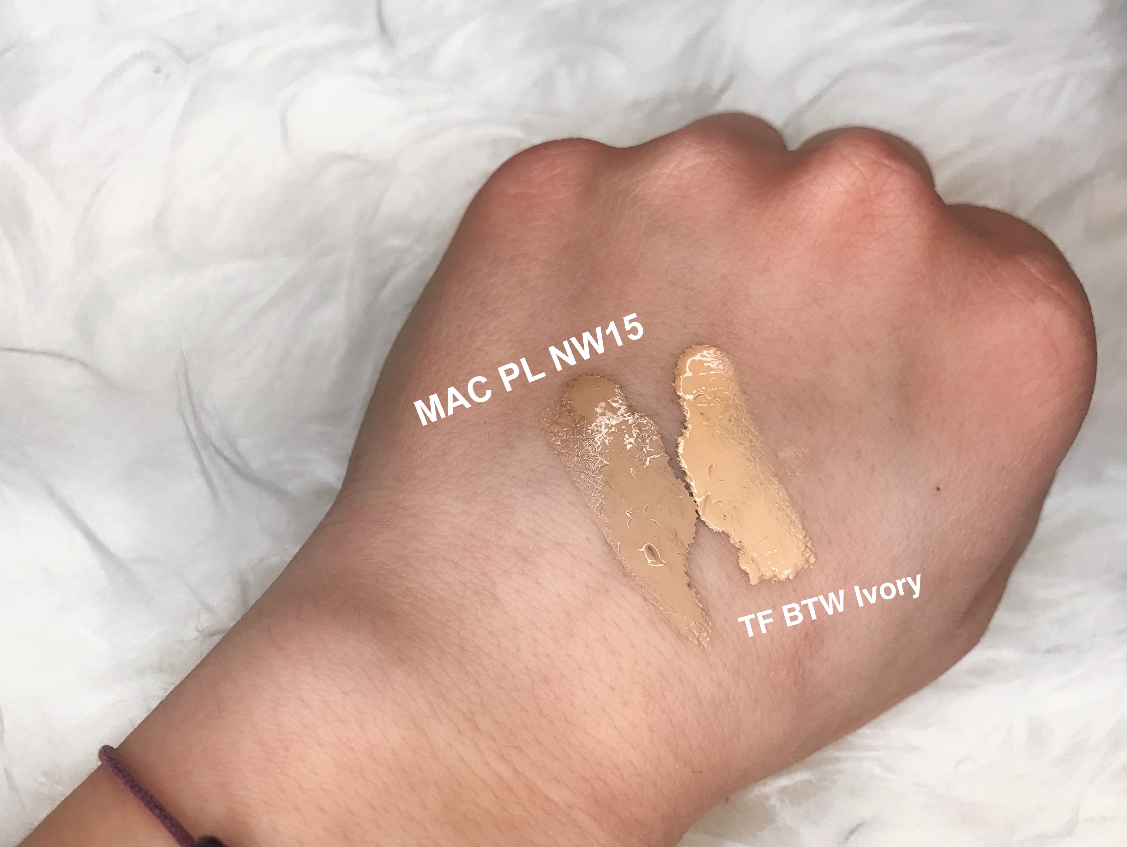 Mac pro longwear foundation nw15 Vs born this way too faced ivory swatches